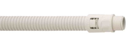 Flexicon External Thread Fitting, Conduit Fitting, 25mm Nominal Size, M25, Nylon, White