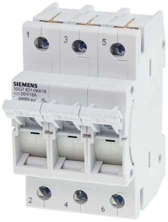 Siemens 5SG Sicherungstrennschalter 3-polig, 16A, 16A, MINIZED, D01 Sicherungsgröße