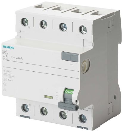 Siemens 5SV3 RCCB, 4-polig, 25A, 30mA Typ A SENTRON 230V Ac