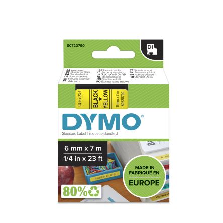 Dymo Black On Yellow Label Printer Tape, 7 M Length, 6 Mm Width
