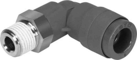 Festo Elbow Threaded Adaptor, R 1/2 Male To Push In 10 Mm, Threaded-to-Tube Connection Style, 160520
