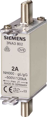 Siemens 刀型触头熔断器, 125A电流, 400V 交流, 77.8mm总长