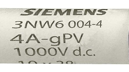 Siemens Fusible De Cartucho, 1000V Dc, 10A, 10 X 38mm
