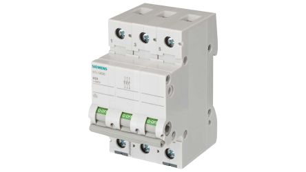 Siemens 3P Pole Isolator Switch - 63A Maximum Current, 0.0022kW Power Rating