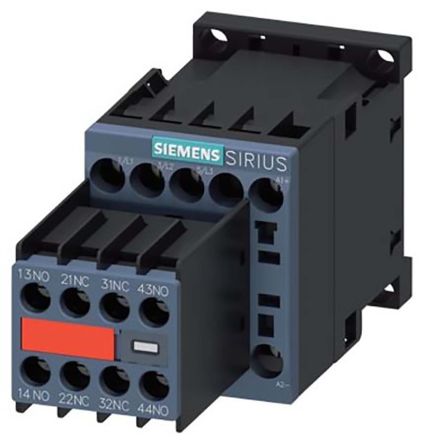 Siemens Contactor De Inversión SIRIUS De 3 Polos, 2 NA + 2 NC, 16 A, Bobina 24 V Dc, 7,5 KW