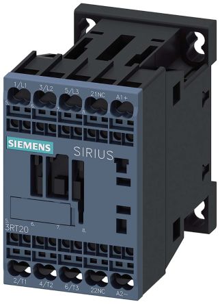 Siemens Contactor SIRIUS De 3 Polos, 1 NC, 12 A, Bobina 110 V Dc, 5,5 KW