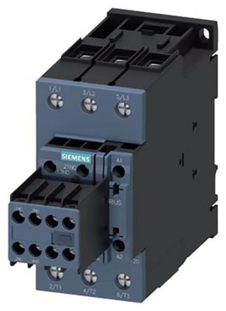 Siemens Contactor SIRIUS De 3 Polos, 2 NA + 2 NC, 50 A, Bobina 24 V Dc, 22 KW