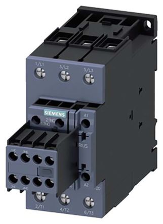 Siemens Reversing Contactor, 230 V Ac Coil, 3-Pole, 50 A, 22 KW, 2NO + 2NC