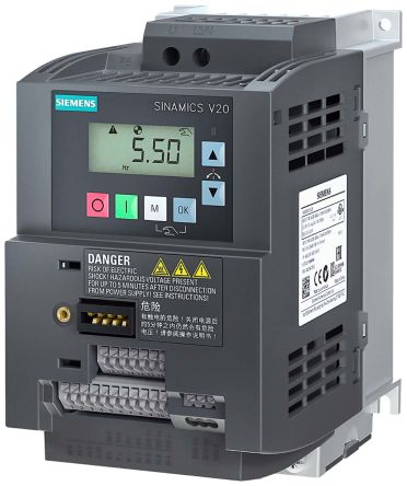 Siemens Converter, 1.5 KW, 1 Phase, 240 V Ac, 7.8 A, SINAMICS V20 Series