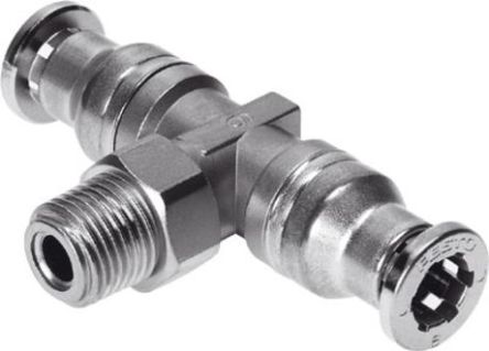 Festo Tee Threaded Adaptor, Push In 8 Mm To Push In 8 Mm, Threaded-to-Tube Connection Style, 164204