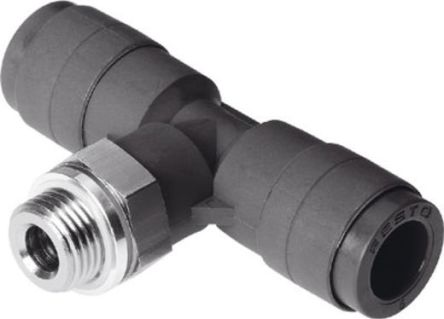 Festo Tee Threaded Adaptor, Push In 8 Mm To Push In 8 Mm, Threaded-to-Tube Connection Style, 186339