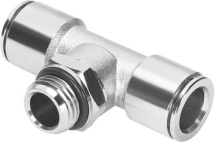 Festo Tee Threaded Adaptor, Push In 8 Mm To Push In 8 Mm, Threaded-to-Tube Connection Style, 558743