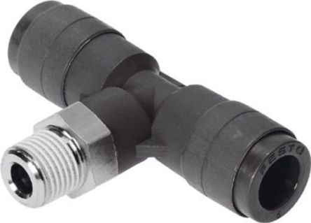Festo Tee Threaded Adaptor, Push In 8 Mm To Push In 8 Mm, Threaded-to-Tube Connection Style, 160525