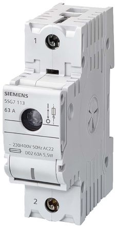 Siemens 5SG Sicherungstrennschalter Einpolig, 63A, 63A, MINIZED, D02 Sicherungsgröße