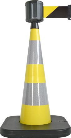 RS PRO Grau, Gelb PVC Pylone Mit Bandsperre, H 1,10 Mm Reflektierend Mit Gewichtung