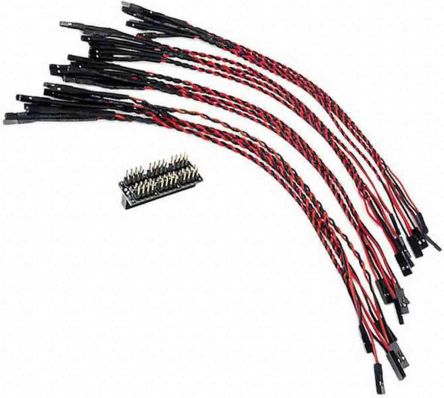 Digilent 410-349, 200mm Twisted & Insulated Breadboard Jumper Wire In Black, Red