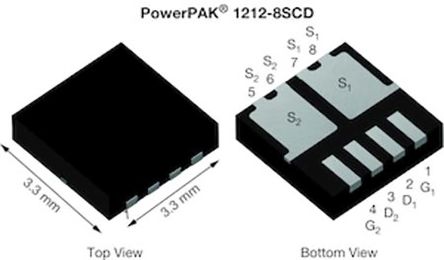 Vishay Dual N-Channel MOSFET, 101 A, 30 V, 8-Pin PowerPAK 1212-8SCD SISF06DN-T1-GE3