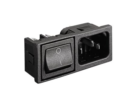 Bulgin Snap-In IEC Connector Male, 10A, 250 V, Fuse Size 5 X 20mm
