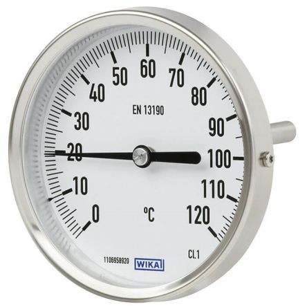 WIKA Zeigerthermometer Rundes Ziffernblatt, -30 → +50 °C., Skalen-Ø 63mm