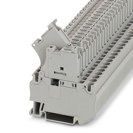 Phoenix Contact ST Series ST 4-HESILED 24 (5X20) GY/GY Fused Terminal Block, 2-Way, 6.3A, Spring Cage Termination
