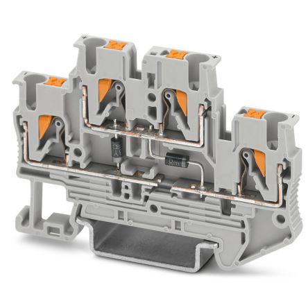 Phoenix Contact 3211445 PTTB 2.5-2DIO/U-OL/U-OR Series Grey, 0.14 → 4mm², Push In Termination