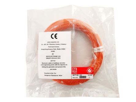 RS PRO Hook Up Wire, 0,2 Mm², Orange, 24 AWG, 50m, 300 V