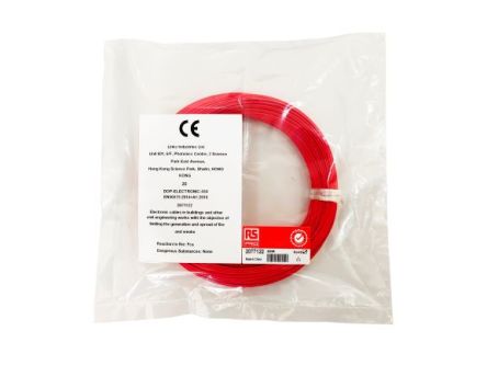 RS PRO Red 0.05 Mm² Hook Up Wire, 30 AWG, 1/0.25 Mm, 100m, ETFE Insulation