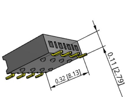 Samtec Conector Hembra Para PCB Ángulo De 90° Serie SSM, De 4 Vías En 1 Fila, Paso 2.54mm, Montaje Superficial, Para