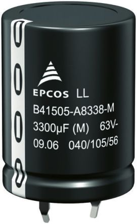 EPCOS B43504 Snap-In Aluminium-Elektrolyt Kondensator 330μF ±20% / 250V Dc, Ø 25mm X 30mm, Bis 105°C