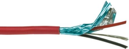 Belden 线路电平低压信号线 音频线, 2芯屏蔽, 0.33 mm²线规, 红色