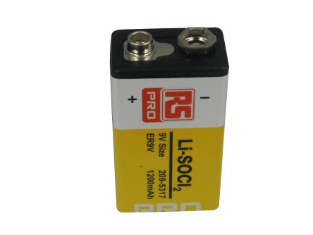 RS PRO PP3 Lithium Thionylchlorid 9V Batterie, 1.2Ah