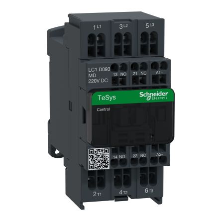 Schneider Electric Contacteur, 3 Pôles, 1 N/F + 1 N/O, 9 A, 220 V C.c., 5,5 KW