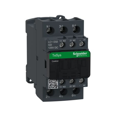 Schneider Electric TeSys D Leistungsschütz / 125 V Dc Spule, 3 -polig 1 Öffner + 1 Schließer / 32 A, Umkehrend