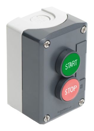 Schneider Electric Push Button Control Station - 1NO/1NC, Polycarbonate, 2 Cutouts, Red/Green, IP66