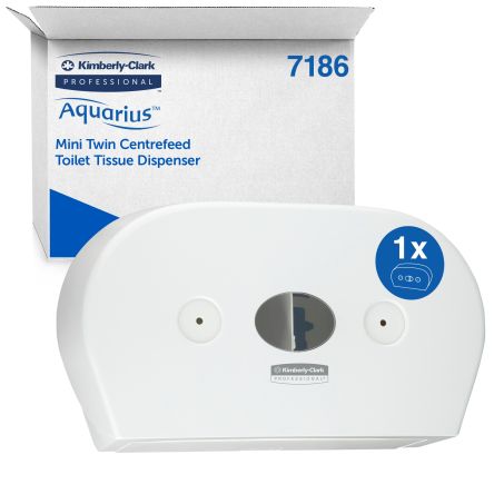 Kimberly Clark Kunststoff Toilettenpapierspender Dual, Weiß, 464mm X 133mm X 274mm