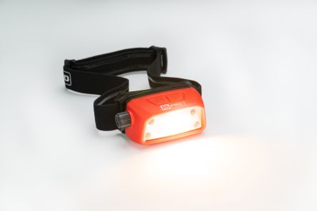RS PRO LED Stirnlampe 350 Lm / 21 M, Li-Polymer 3,7 V 1400 MAh Akku