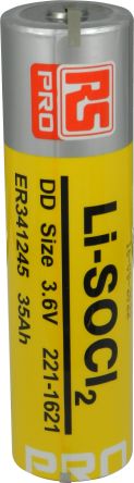 RS PRO DD Batterie, 3.6V / 30000mAh Li-Thionylchlorid, Fahnen 34 X 124.5mm