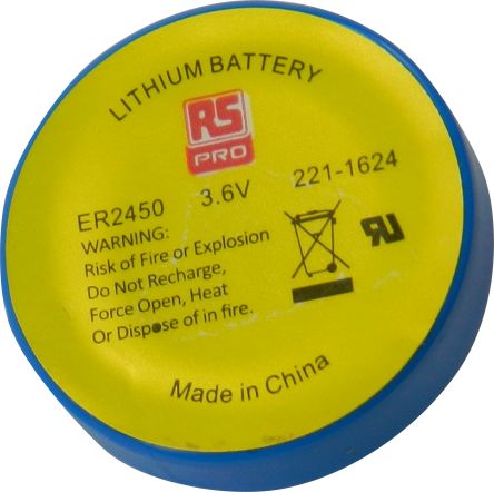 RS PRO ER2450, Li-Thionylchlorid Knopfzelle Ø 24.5mm 3,6 V / 500mAh