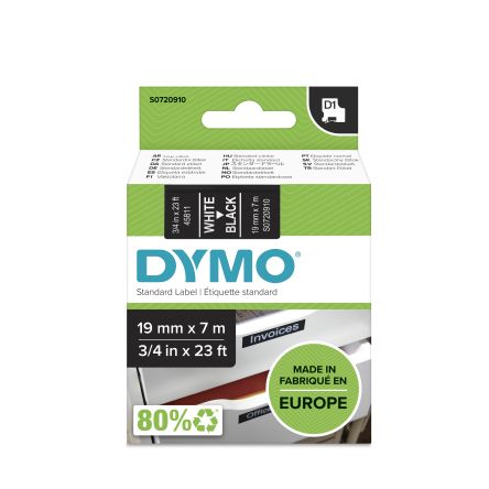 Dymo Rhino Beschriftungsband Weiß Für 360, 420P, 450 DUO, 500TS, Mobile Labeler Auf Schwarz