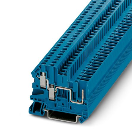 Phoenix Contact UT Series UT 2,5-TWIN/1P BU Feed Through Terminal Block, 3-Way, 24A, 26-12-2020 AWG Wire, Screw