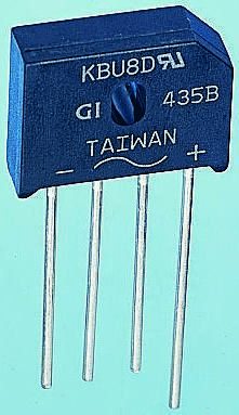 Taiwan Semiconductor Brückengleichrichter, 1-phasig 8A 600V THT 1V KBU 4-Pin 5μA