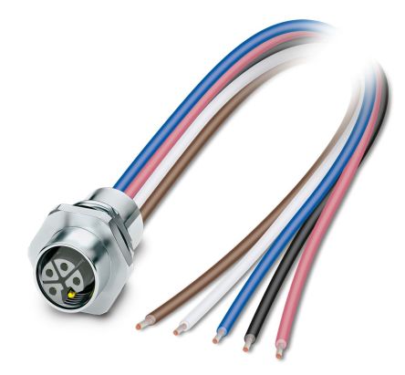 Phoenix Contact, 1425 IP67 Rear Mount 5P Power Connector Socket, Rated At 16A, 63 V