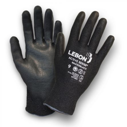 Lebon Protection MASTERBLACK Schneidfeste Handschuhe, Größe 8, M, Schneidfest, Elastan, HPPE, Polyamid Schwarz 1 Stk.