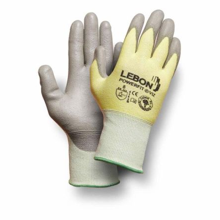 Lebon Protection POWERFIT/VIZ Yellow Elastane, HPPE, Polyamide Cut Resistant Cut Resistant Gloves, Size 12, XXL,