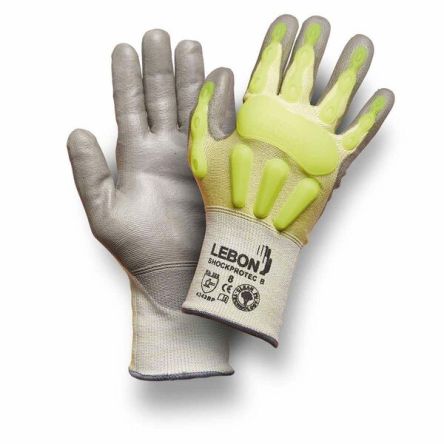 Lebon Protection SHOCKPROTEC/B Schneidfeste Handschuhe, Größe 9, L, Schneidfest, Elastan, HPPE, Polyamid Gelb 1Paar Stk.