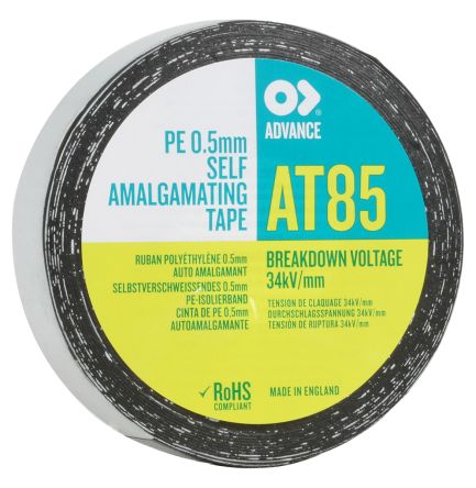 Advance Tapes Cinta Autosoldable AT85 De Color Negro, 50mm X 10m, Grosor 0.5mm