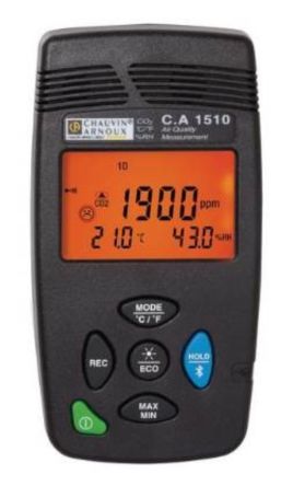 Chauvin Arnoux CA1510 Data Logging Air Quality Monitor For CO2, Humidity, Temperature, +60°C Max, 95%RH Max,