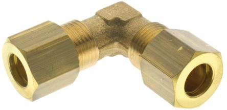 RS PRO Brass Push Fit Fitting, Elbow Compression Elbow, Female Metric M14 To Female Metric M14