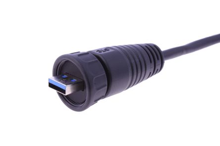 RS PRO USB线, USB A公插转无终端接头, 2m长, USB 3.0, 黑色