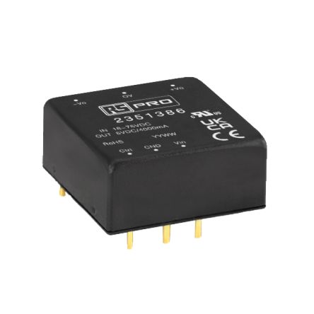 RS PRO Embedded Switch Mode Power Supply (SMPS), 5V Dc, 4A, 20W, 1 Output, 18 → 75V Dc Input Voltage